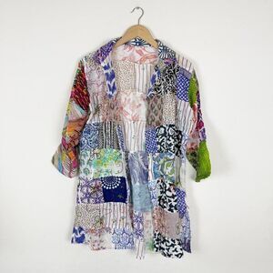 Patchwork lightweight long button down cottagecore top